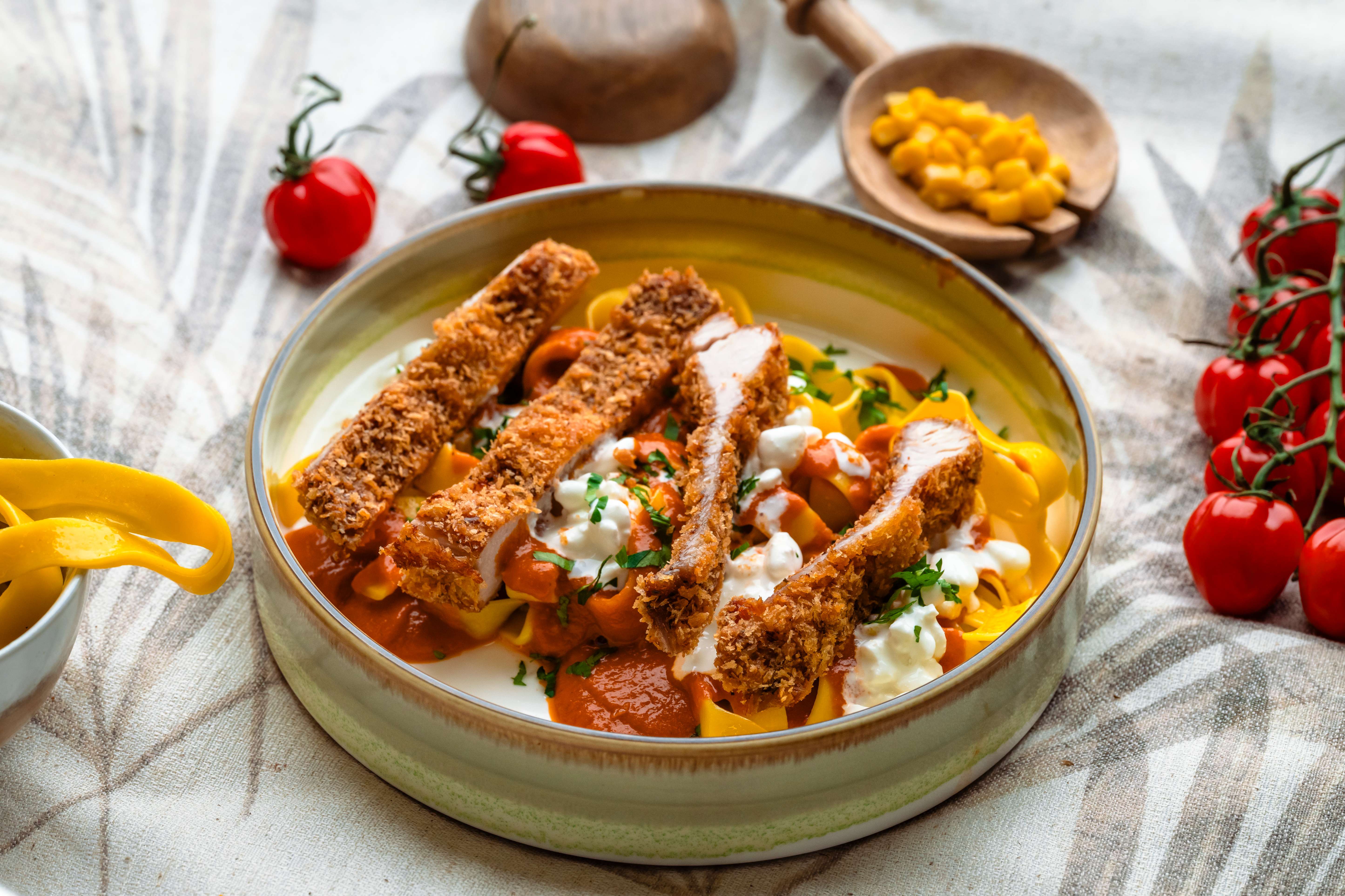 Crispy Chicken Pasta Bowl