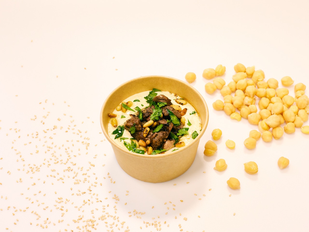 Angus beef Hummus & Pine Nuts